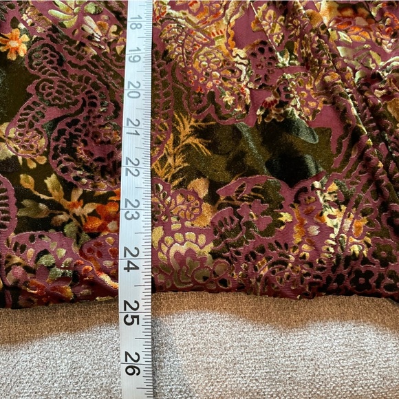 Chico’s Vintage Burnout Metallic Velvet Elastic Waist Wrist Tie Blouson Top - Picture 9 of 9